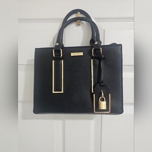 ALDO Black Structured Satchel / Crossbody Bag – Gold Hardware